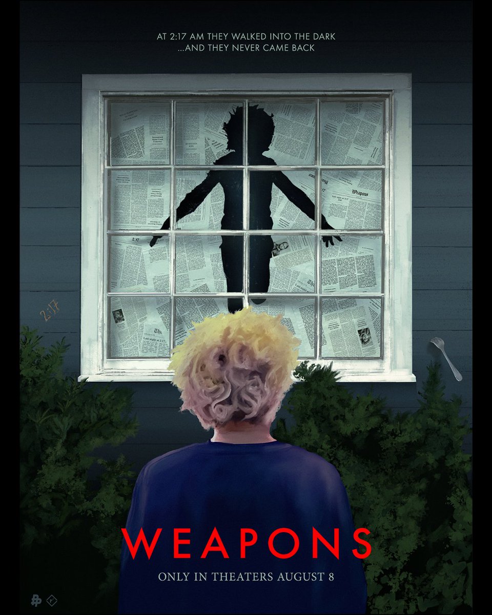Poster Posse (@posterposse) on Twitter photo This passion project is for@Warnerbros#WEAPONS — the new horror film from Barbarian director Zach Cregger — with haunting art by @Audreyestok <a href="/QFSChris/">Chris Garofalo</a> @Rolarafal & <a href="/needledesign/">N E E D L E</a>
Something’s coming...but what is it?... #WeaponsMovie #PosterPosse This passion project is for@Warnerbros#WEAPONS — the new horror film from Barbarian director Zach Cregger — with haunting art by @Audreyestok <a href="/QFSChris/">Chris Garofalo</a> @Rolarafal & <a href="/needledesign/">N E E D L E</a>
Something’s coming...but what is it?... #WeaponsMovie #PosterPosse