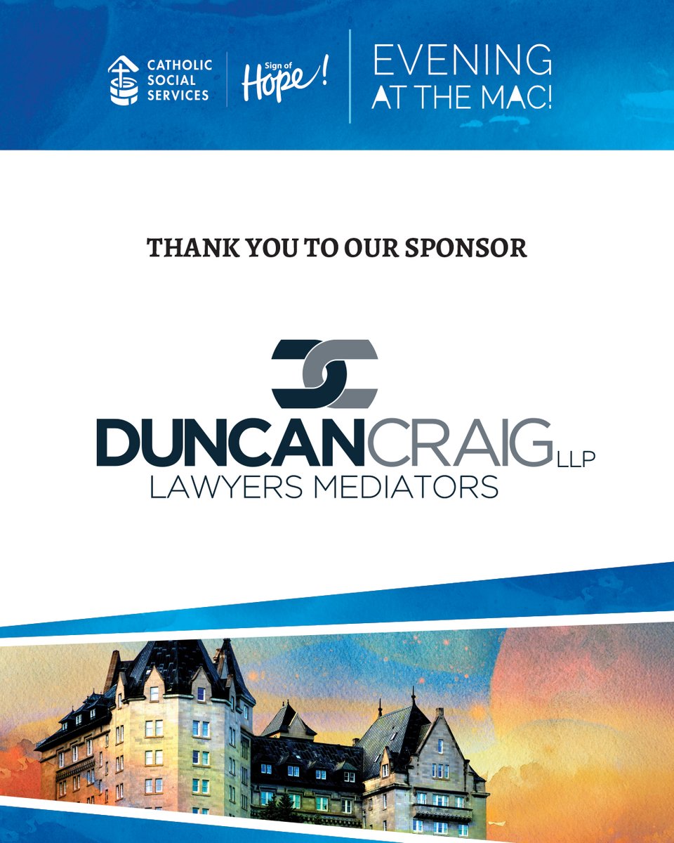 cssalberta's tweet image. Duncan and Craig LLP is a valued sponsor of our upcoming 2025 Evening at the Mac Gala on August 21. To get your ticket visit Eventbrite at bit.ly/eatm2025! #CSSAlberta #duncanandcraig
