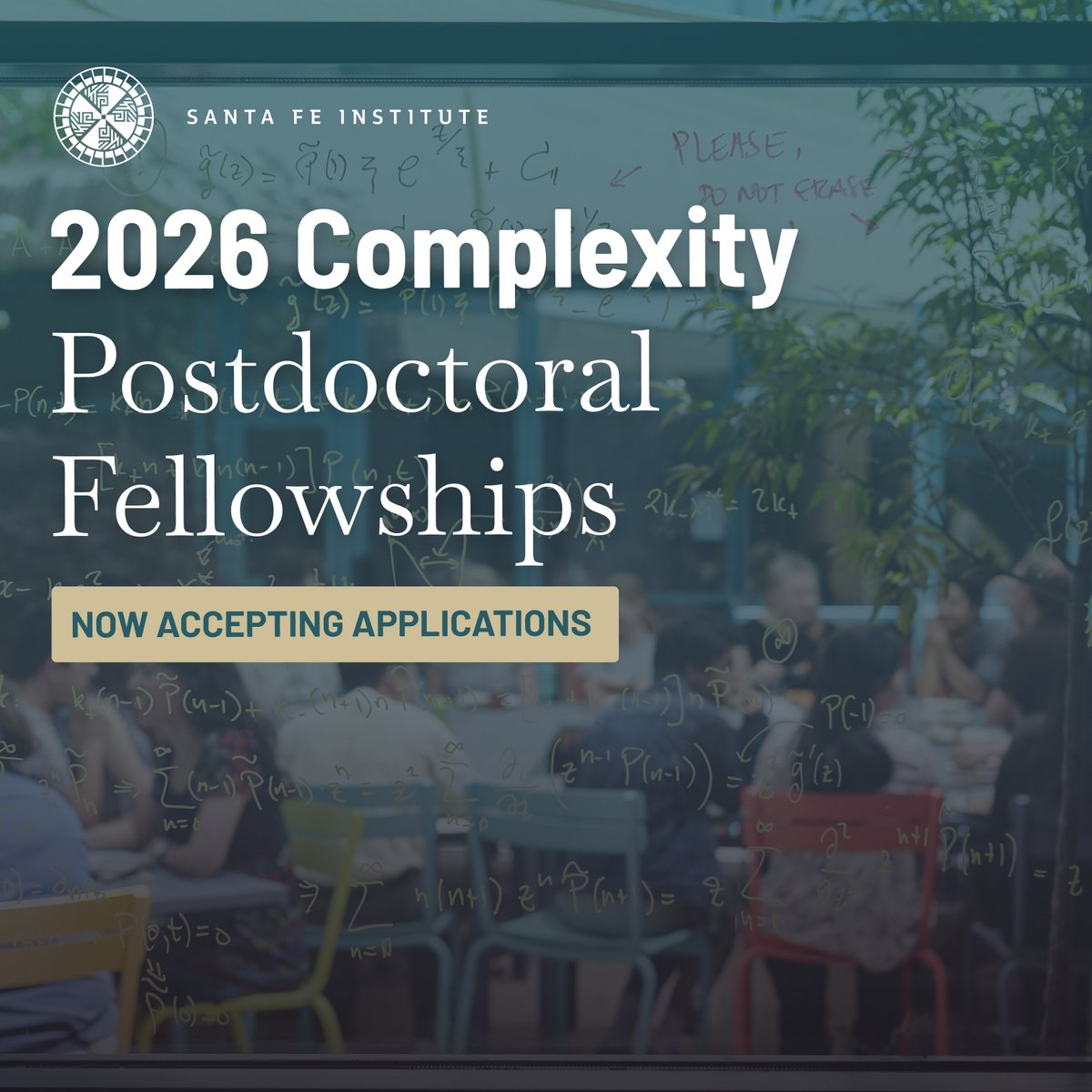 sfiscience's tweet image. Direct your own research. Forge lifelong transdisciplinary connections. Apply for the 2026 Santa Fe Institute Complexity Postdoctoral Fellowships
SFI is looking for recent PhD graduates with strong quantitative and computational skills interested in theoretical collaborative…