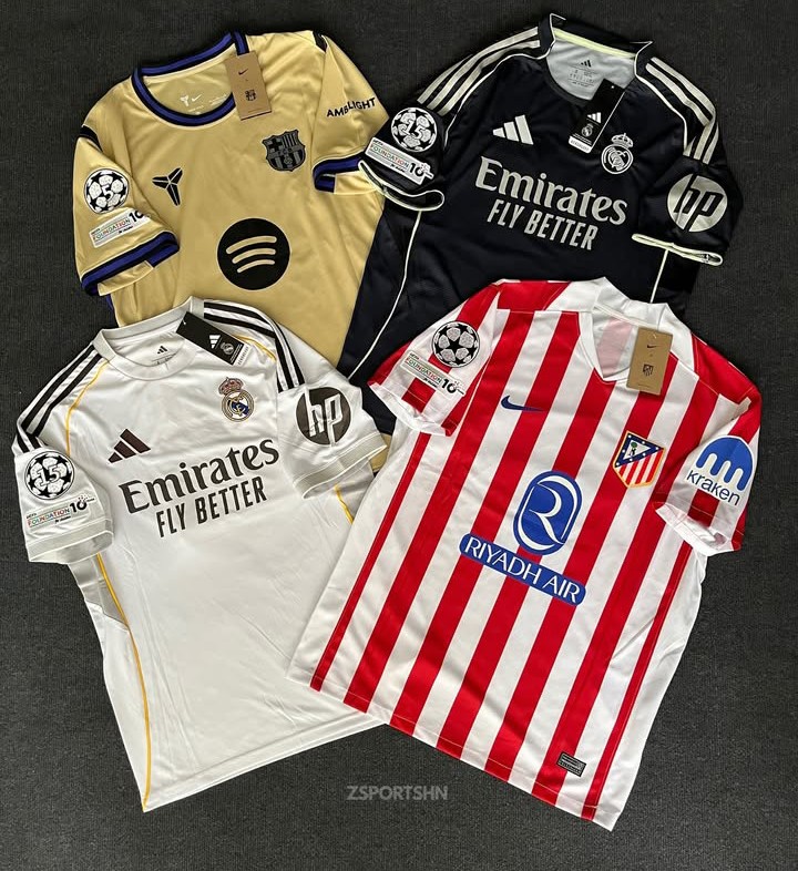 2025/2026
<a href="/premierleague/">Premier League</a>  <a href="/LaLiga/">LALIGA</a>   <a href="/SerieA/">Lega Serie A</a>  authentic jersey.. Both player's and Fan version.. 0716222218 is the number.. CBD location 🐐📌

<a href="/LaLiga/">LALIGA</a>