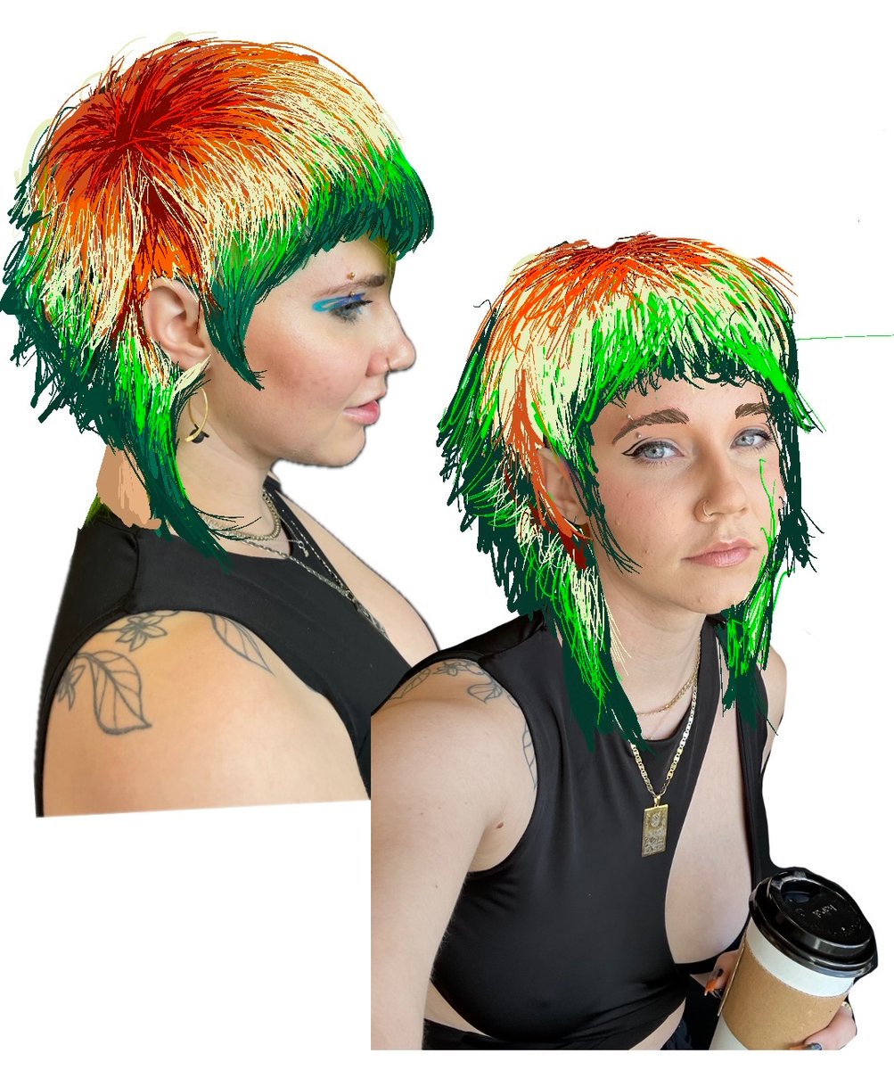 shout out to my hair stylist for hearing my idea and running with it even though it’s on opposite sides of the color wheel.