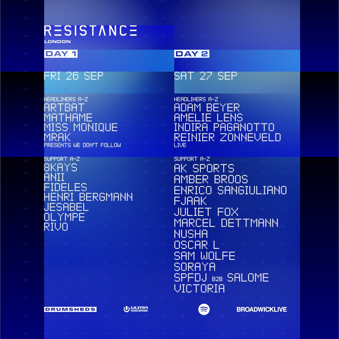 resistance's tweet photo. 🇬🇧 It’s here… RESISTANCE assume control of @drumsheds  for their debut London show and the lineup just went from big to colossal. London, standby. It’s go time.  

Register for tickets here: https://t.co/K9ZgD4Pog0 https://t.co/jSpQN26iyQ