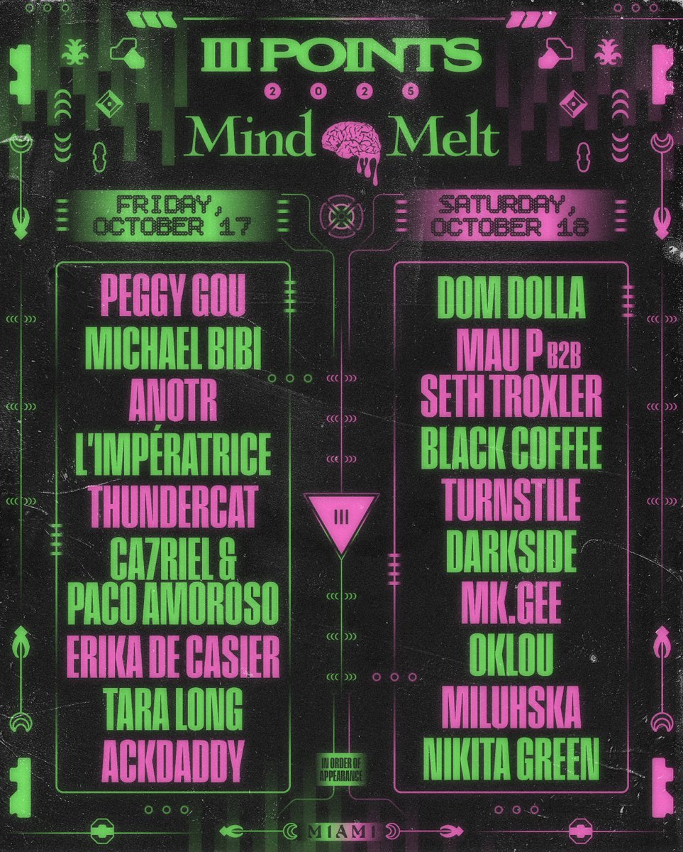 let the mind melt begin 🌀 your friday + saturday lineups have arrived 🔊