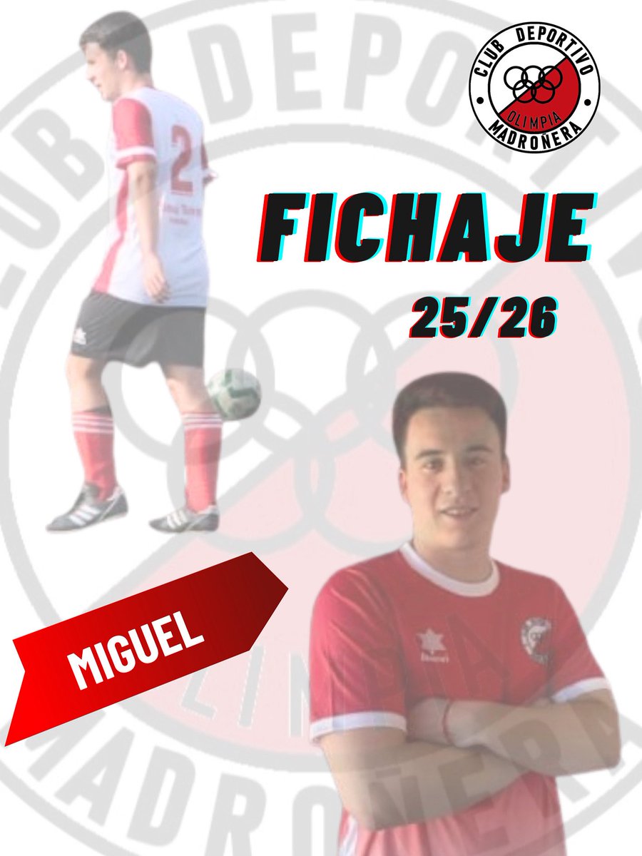 🔴🔴 FICHAJE 🔴🔴

📣 𝗢𝗙𝗜𝗖𝗜𝗔𝗟 | Miguel, nuevo FICHAJE para el C.D.M Olimpia. 

Vuelve esta temporada “Porrina” un jugador muy querido por la afición y nuestro club, por su alegría, su actitud positiva y su esfuerzo.

Te deseamos una gran temporada ⚽️💪

#aupaolimpia