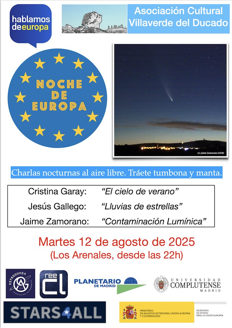 Jaime Zamorano (@cefalopodo) on Twitter photo Charlas bajo la luz de las estrellas en
Villaverde del Ducado 12 agosto 2025 22h.
#HablamosdeEuropa #NochedeEuropa
<a href="/stars4all_eu/">STARS4ALL</a> <a href="/unicomplutense/">Complutense</a>
<a href="/PlanetarioMad/">Planetario de Madrid</a> <a href="/astroguada/">astroguada</a>
El cielo de verano, estrellas fugaces, cielos oscuros y estrellados #LightPollution Charlas bajo la luz de las estrellas en
Villaverde del Ducado 12 agosto 2025 22h.
#HablamosdeEuropa #NochedeEuropa
<a href="/stars4all_eu/">STARS4ALL</a> <a href="/unicomplutense/">Complutense</a>
<a href="/PlanetarioMad/">Planetario de Madrid</a> <a href="/astroguada/">astroguada</a>
El cielo de verano, estrellas fugaces, cielos oscuros y estrellados #LightPollution