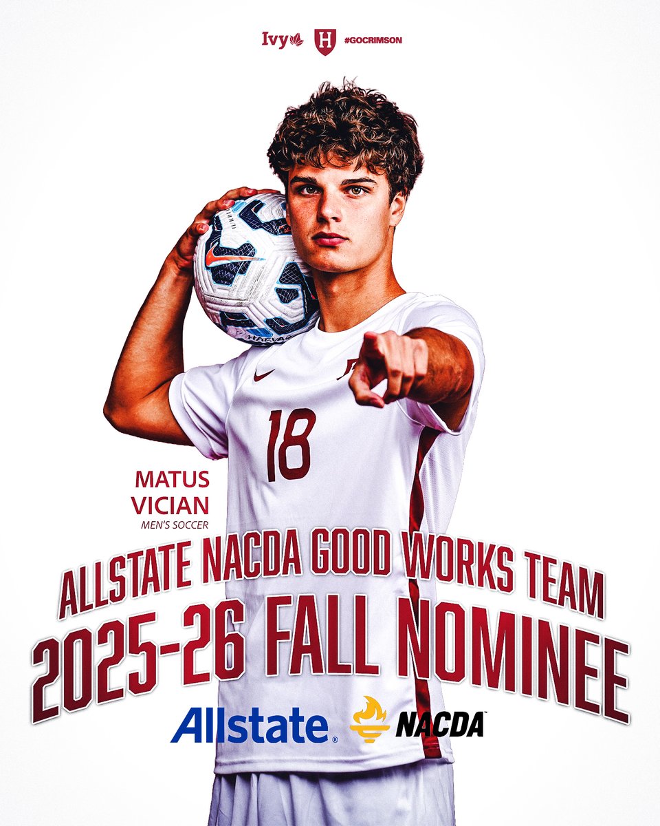 👏 Congrats to our own Matus Vician for earning selection as a nominee for the NACDA Allstate Fall Good Works Team!

📰 tinyurl.com/29f69wlb

#GoCrimson #OneCrimson #GoodWorksTeam