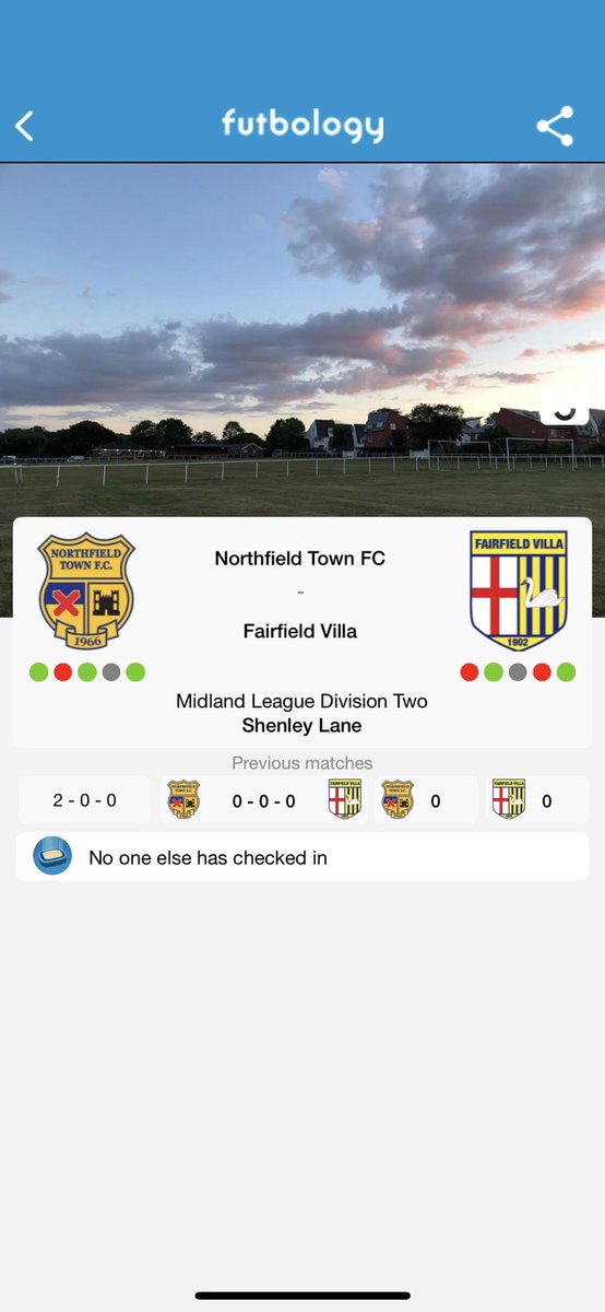 David (@davidwt1997) on Twitter photo 📍 Shenley Lane
🏟️ 479
The beauty of August is early KOs midweek, and that’s exactly what tonight is 🤩
A visit to early table-toppers <a href="/NorthfieldTown/">Northfield Town F.C.</a> as they entertain another winner from Saturday in <a href="/FairfieldVilla/">Fairfield Villa F.C</a>
#groundhopping #groundhopper #nonleague 📍 Shenley Lane
🏟️ 479
The beauty of August is early KOs midweek, and that’s exactly what tonight is 🤩
A visit to early table-toppers <a href="/NorthfieldTown/">Northfield Town F.C.</a> as they entertain another winner from Saturday in <a href="/FairfieldVilla/">Fairfield Villa F.C</a>
#groundhopping #groundhopper #nonleague