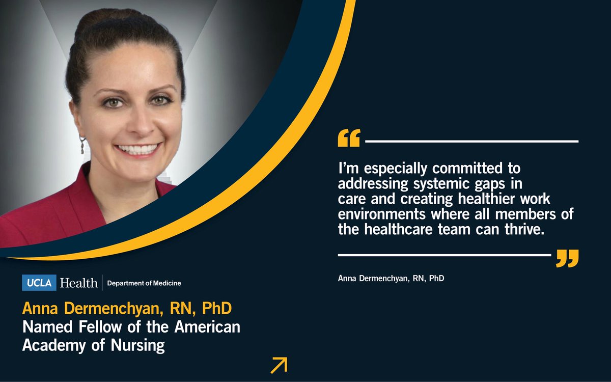 We're so proud of Dr. Anna Dermenchyan on being named an American Academy of Nursing fellow! Her leadership in quality, advocacy and policy is driving meaningful change across the health system. Read about her work and this impressive milestone: uclahs.fyi/3UAccZW