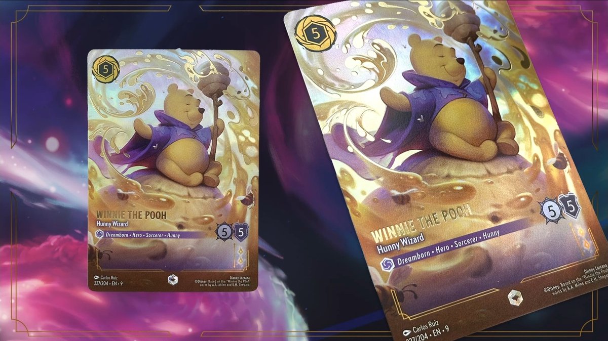 Better look at the new effects on Enchanted cards for Fables. Name will be  in gold foil. New security foil rarity symbol too.