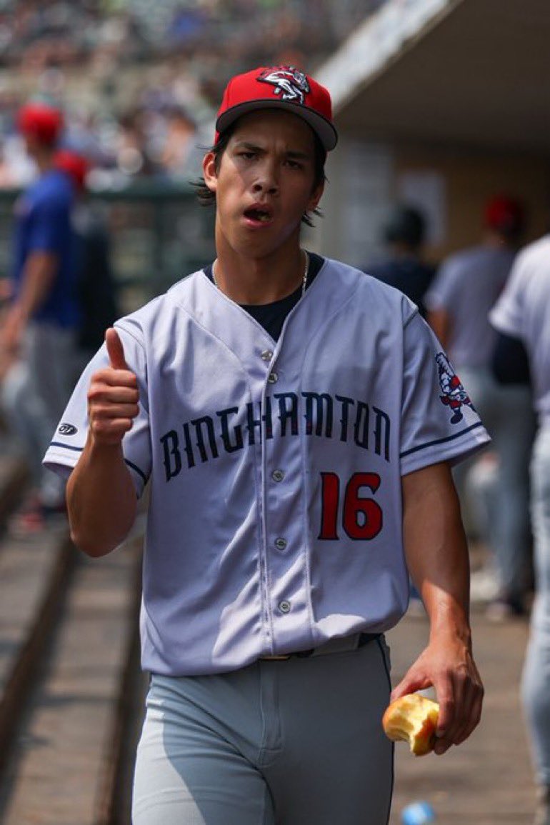 Mike Mayer (@mikemayer22) on Twitter photo Another scoreless start for Jonah Tong for Double-A Binghamton:
5 IP, 3 H, 0 R, 2 BB, 8 K, 82 pitches/46 strikes. Lowered his ERA to 1.58.
Photo by <a href="/stevenwoj/">steven woj</a> Another scoreless start for Jonah Tong for Double-A Binghamton:
5 IP, 3 H, 0 R, 2 BB, 8 K, 82 pitches/46 strikes. Lowered his ERA to 1.58.
Photo by <a href="/stevenwoj/">steven woj</a>
