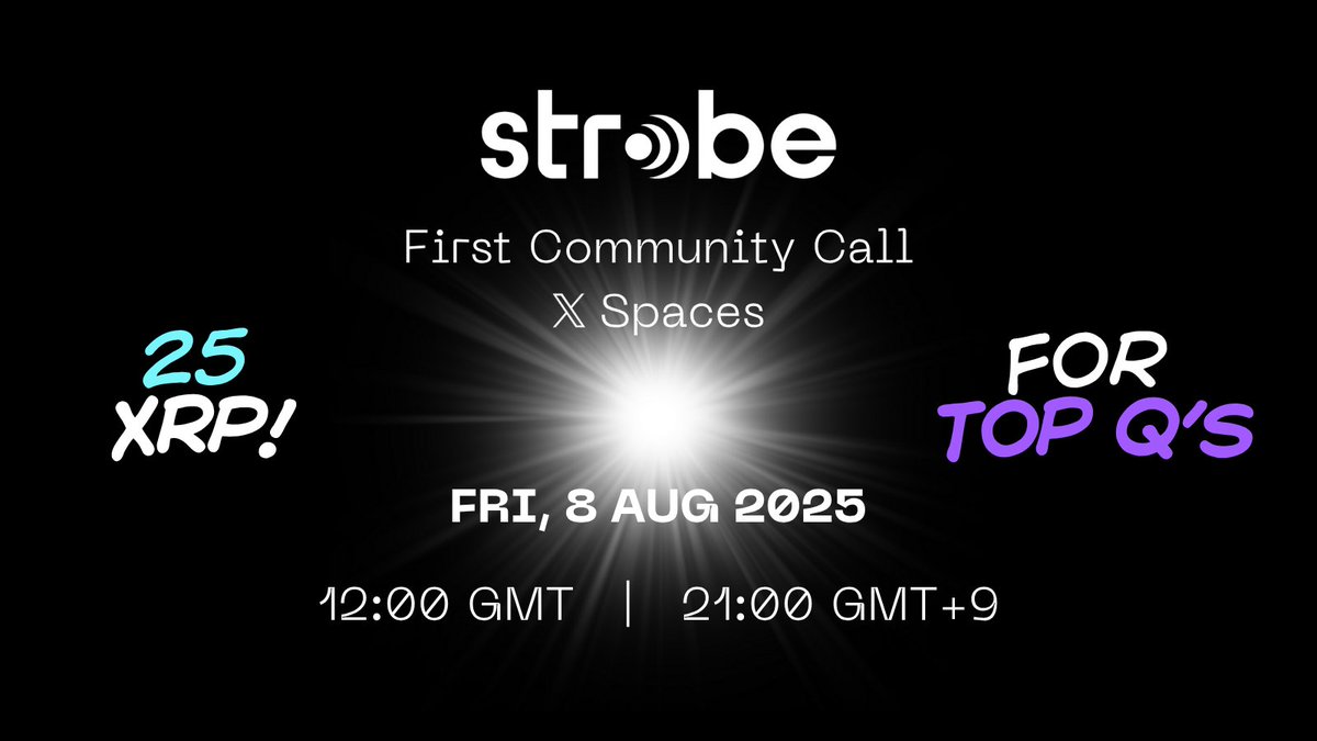 Join us for a Strobe Finance AMA!

Come and meet the team to find out more about how we’re bringing native #XRPfi to the #XRPLedger 

📆 Fri, Aug 8
⏰ 12:00 PM UTC
📍 x.com/i/spaces/1eaJb…

Submit your burning questions about Strobe below and we’ll pick our favourite 5 to