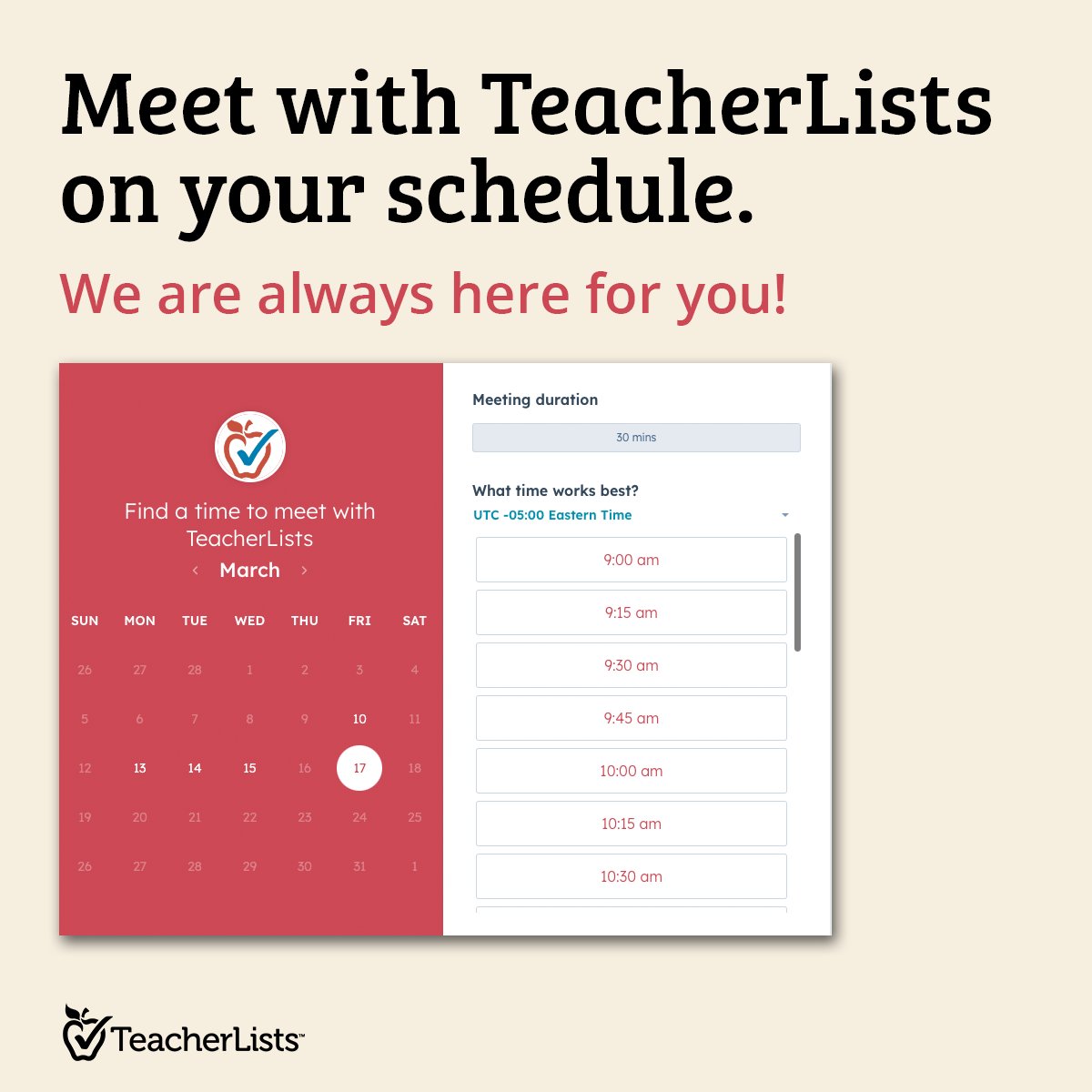 Got questions about TeacherLists?
Want to meet the friendly faces on our School Engagement team?

We’re here to make school supply season a breeze! 
Chat with us anytime—we’re always happy to help. ❤️
→ ow.ly/ivOy50Nxrr5
.
.
#backtoschool #edtech #schoolPR #edleaders