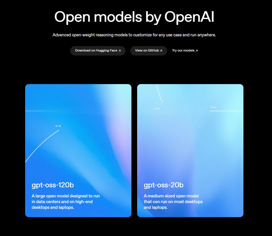 minchoi's tweet image. BREAKING: OpenAI just dropped gpt-oss

Open source AI model just heated up

- 2 models: 120B &amp;amp; 20B
- gpt-oss-120b is about o4-mini level
- gpt-oss-20b can run on desktop/laptop with 16GB GPU RAM
- Apache 2.0 license