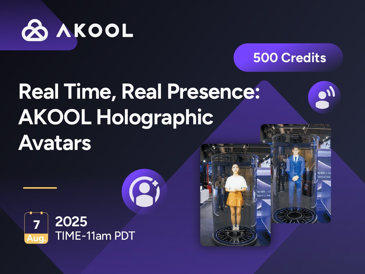 New Webinar Alert!

Real Time, Real Presence: Akool Holographic Avatars
Experience the future of interaction—fully autonomous and interactive holographic avatars powered by Akool.

Date: August 7, 2025
Time: 11 AM PDT
Bonus: Attend and get 500 FREE credits!

Don’t miss this