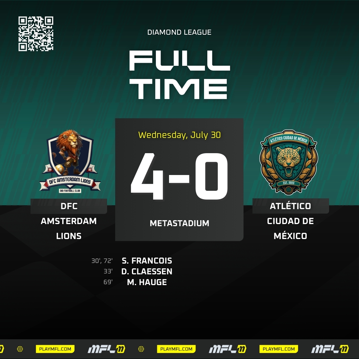 A day to forget in Amsterdam. We fall 4-0 and will need to dig deep to bounce back.

#OntheHunt #AtléticoCDMX #Web3Gaming <a href="/playMFL/">MFL</a> <a href="/MFLdiamond/">MFL Diamond League</a> #FootballManager