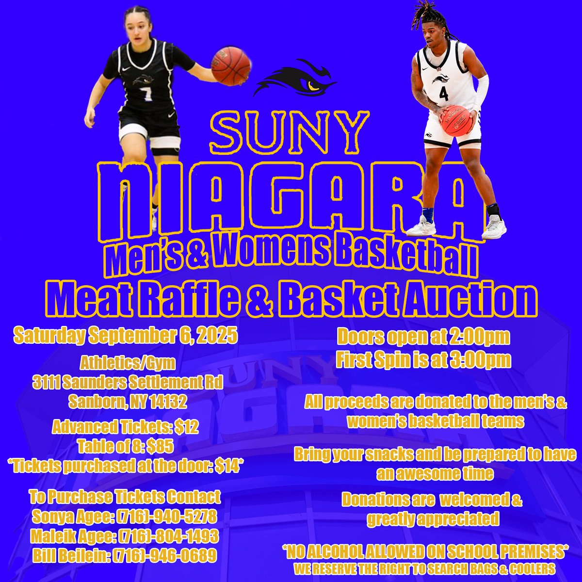SUNY Niagara Thunderwolves (@ncthunderwolves) on Twitter photo Our men’s and women’s basketball teams are holding their first annual meat raffle and basket auction September 6! All proceeds go towards the programs ahead of the 2025-26 campaign! Read the flyer for more details! <a href="/CoachPan/">Maleik Agee</a> <a href="/CoachB_Beilein/">Bill Beilein</a> <a href="/niagaracccMBB/">SUNY Niagara Basketball</a> <a href="/SUNYNiagara/">SUNY Niagara</a> #RollWolves Our men’s and women’s basketball teams are holding their first annual meat raffle and basket auction September 6! All proceeds go towards the programs ahead of the 2025-26 campaign! Read the flyer for more details! <a href="/CoachPan/">Maleik Agee</a> <a href="/CoachB_Beilein/">Bill Beilein</a> <a href="/niagaracccMBB/">SUNY Niagara Basketball</a> <a href="/SUNYNiagara/">SUNY Niagara</a> #RollWolves