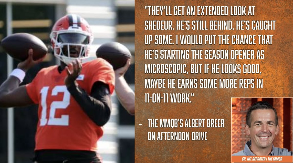 "I think it's logistical, what you're able to do right now"

🚨 <a href="/AlbertBreer/">Albert Breer</a> details the #Browns decision to start Shedeur Sanders in the preseason opener, what season is about w/ <a href="/NickWilsonSays/">Nick Wilson</a> + <a href="/JPeterlin/">Jonathan Peterlin</a> 🏈

🎥Watch: youtu.be/1CSvbQaqGtU

🔊Listen: go.audacy.com/jK5mSszVAVb