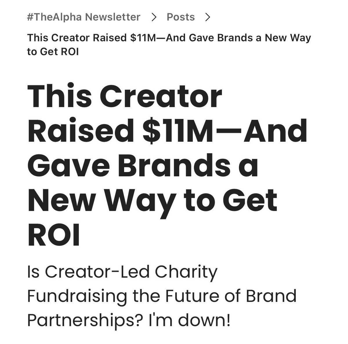Shira Lazar (she/her) 📍Los Angeles, CA (@shiralazar) on Twitter photo .<a href="/RyanTrahan/">Ryan Trahan</a> just raised $11M for charity. He redefined what a creator brand partnership can look like.
I break down this new sponsorship playbook for giving back in my latest newsletter.
Because return on impact could be the new ROI.
Full story ⬇️
shiras-newsletter.beehiiv.com/p/this-creator… .<a href="/RyanTrahan/">Ryan Trahan</a> just raised $11M for charity. He redefined what a creator brand partnership can look like.
I break down this new sponsorship playbook for giving back in my latest newsletter.
Because return on impact could be the new ROI.
Full story ⬇️
shiras-newsletter.beehiiv.com/p/this-creator…