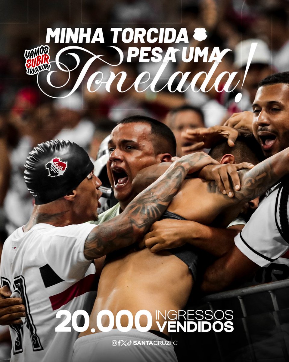 🚨 MINHA TORCIDA PESA UMA TONELADA, P****!

Já somos mais de 20 MIL confirmados pra decisão de sábado. A ordem é avançar rumo à Arena de Pernambuco. 🐍🏟️

Vamos pela camisa! ⚫⚪🔴