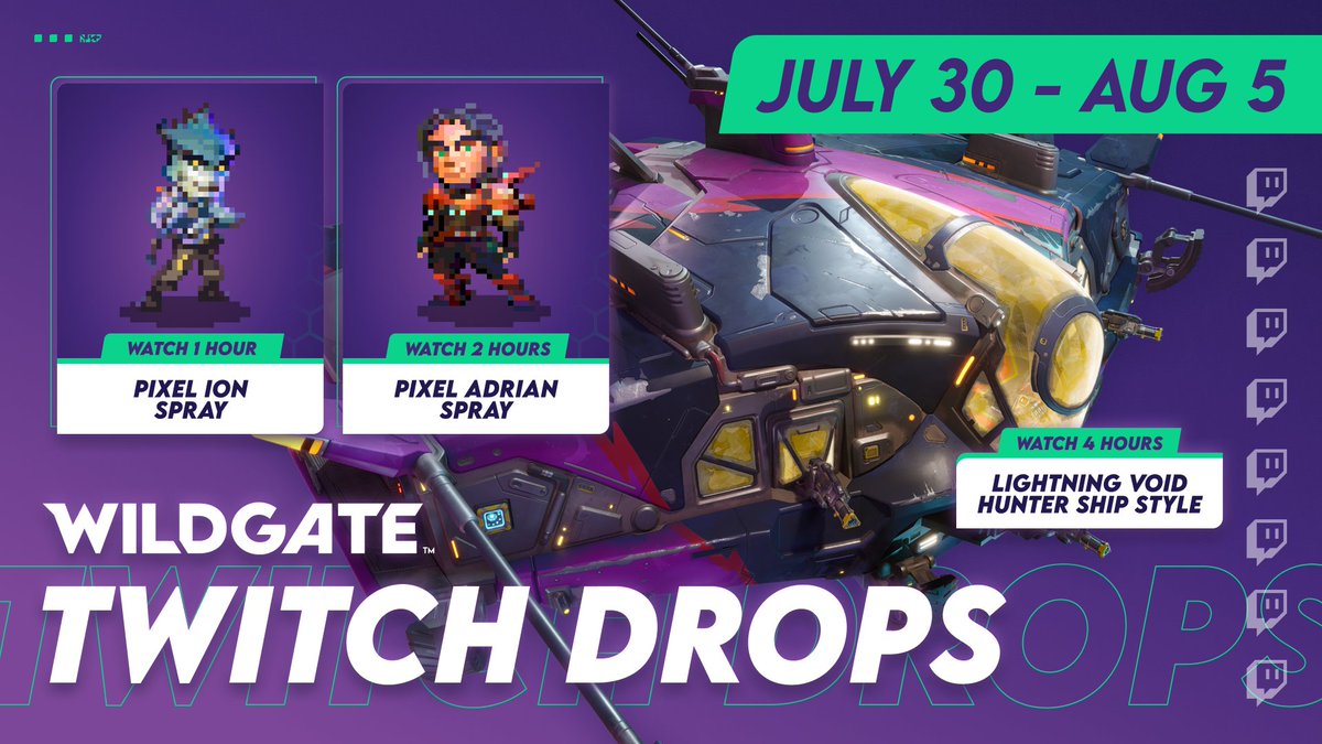 🔥 LAST CHANCE 🔥

Today is the -LAST DAY - to earn our Week 2 Twitch Drops:

🔸 Pixel Ion spray
🔸 Pixel Adrian spray
🔸 Lightning Void Hunter style

Link your account: wildgate.gg/accountlink
Watch on Twitch: wildgate.gg/twitch

(Drops end: Tonight @ 11:59pm PDT)