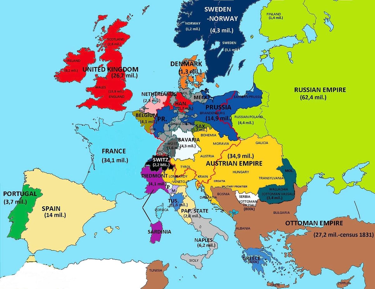 🇪🇸🇵🇹 ¿Sabías cuántos habitantes tenían España y Portugal en 1840?

📍 España: unos 12 millones de habitantes
📍 Portugal: cerca de 3 millones

Eran tiempos de transición, guerras civiles y crisis agrarias. Mientras Europa industrializada crecía con fuerza, la Península Ibérica