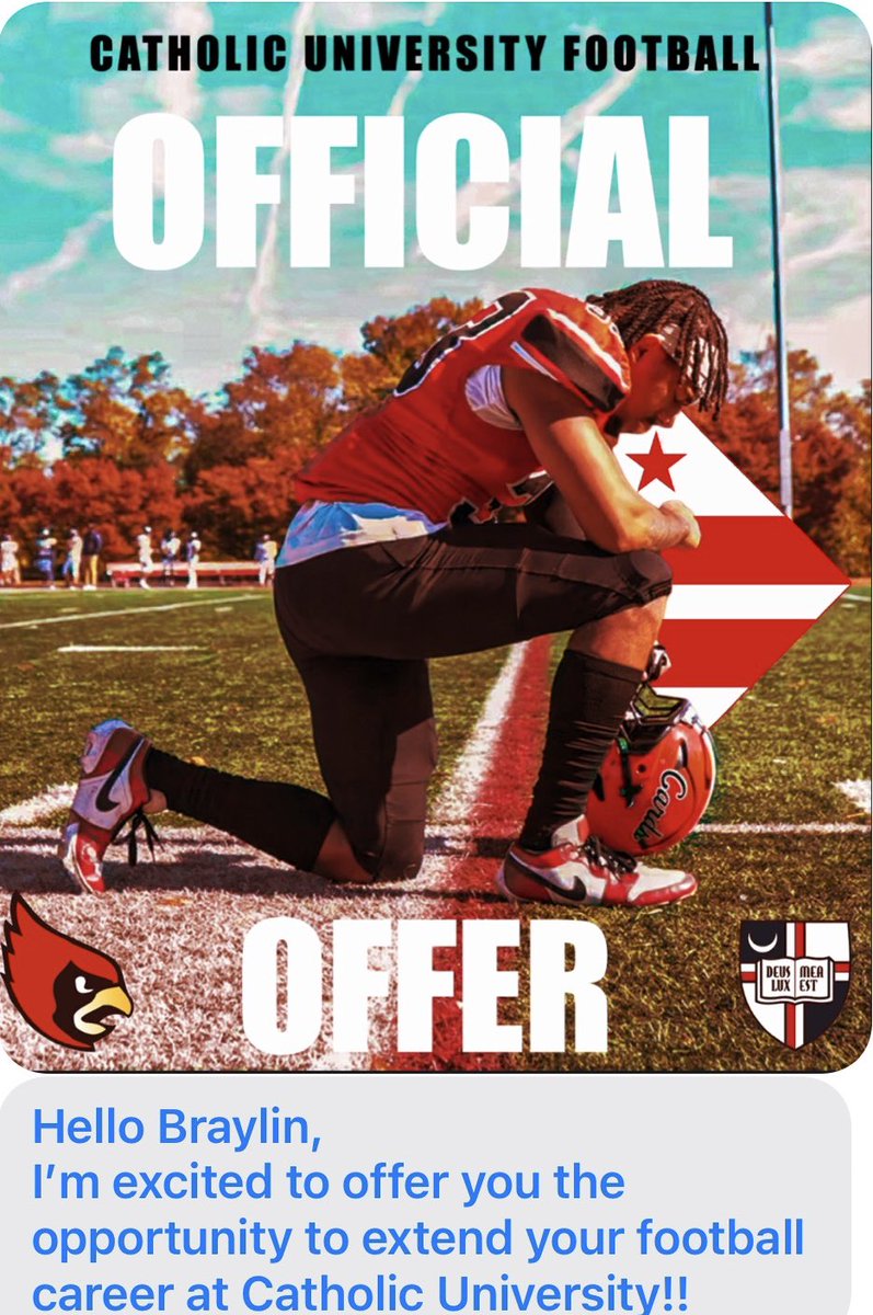 Braylin Erdolino (@42erdolino) on Twitter photo Very grateful to receive an official offer from <a href="/CatholicU_FB/">๐พ๐ผ๐๐๐๐๐๐พ ๐ ๐๐๐๐๐ฝ๐ผ๐๐</a>. I want to personally thank <a href="/CoachSamJenkins/">Sam</a> for the phone call and conversation as well as <a href="/CoachMikeGut/">Mike Gutelius '92</a> for you both giving me this opportunity. <a href="/DaLawnParrish/">DaLawn Parrish</a> <a href="/WHS_MD_Football/">Westlake Football</a> <a href="/Athletics__WHS/">Westlake Athletics</a> Very grateful to receive an official offer from <a href="/CatholicU_FB/">๐พ๐ผ๐๐๐๐๐๐พ ๐ ๐๐๐๐๐ฝ๐ผ๐๐</a>. I want to personally thank <a href="/CoachSamJenkins/">Sam</a> for the phone call and conversation as well as <a href="/CoachMikeGut/">Mike Gutelius '92</a> for you both giving me this opportunity. <a href="/DaLawnParrish/">DaLawn Parrish</a> <a href="/WHS_MD_Football/">Westlake Football</a> <a href="/Athletics__WHS/">Westlake Athletics</a>