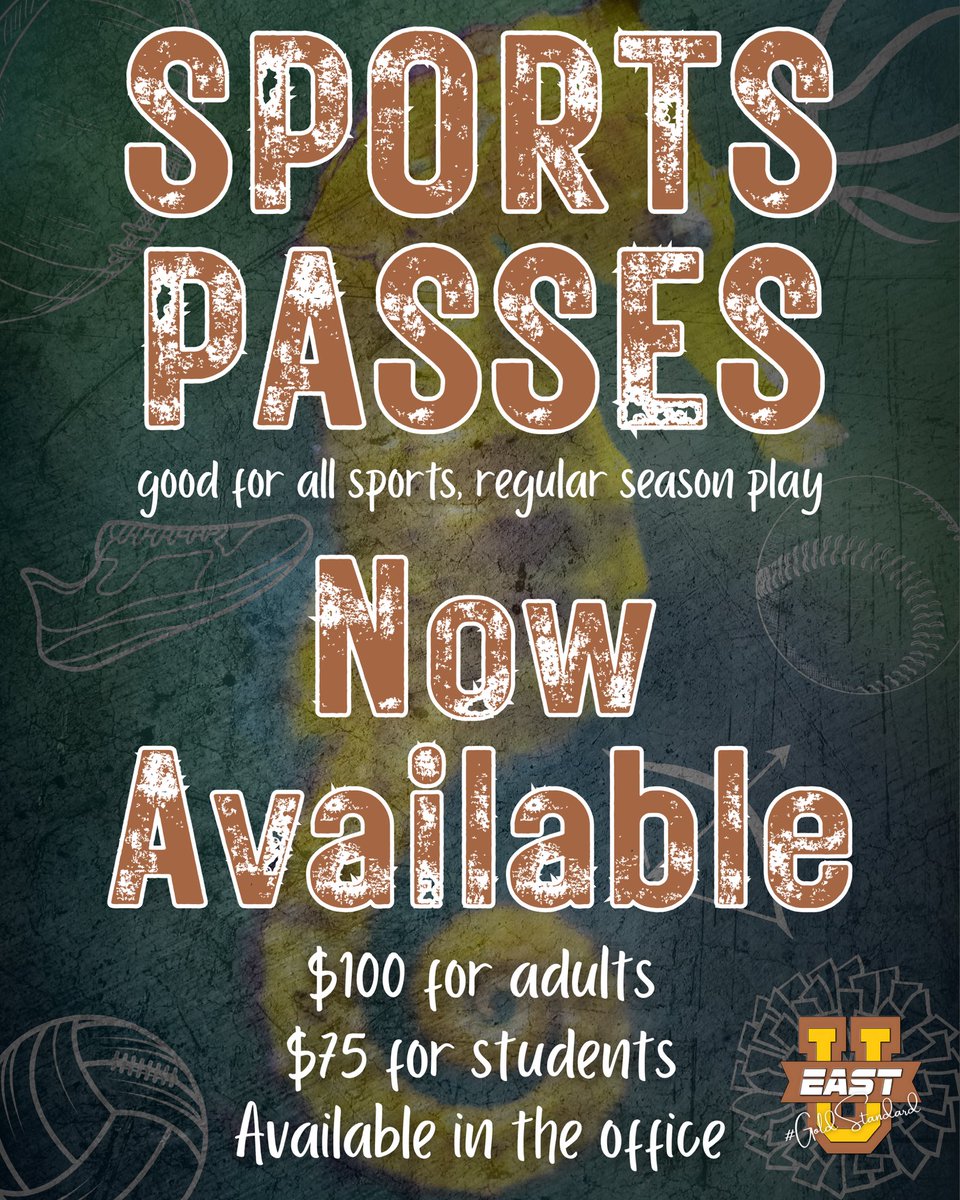 Urchin fans, get your all-sports passes now. Our first home volleyball match is Thursday, and football kicks off later this month. Save yourself some money in the long run. See Ms. Sheila in the office to get your passes. #UrchinAthletics #GoldStandard