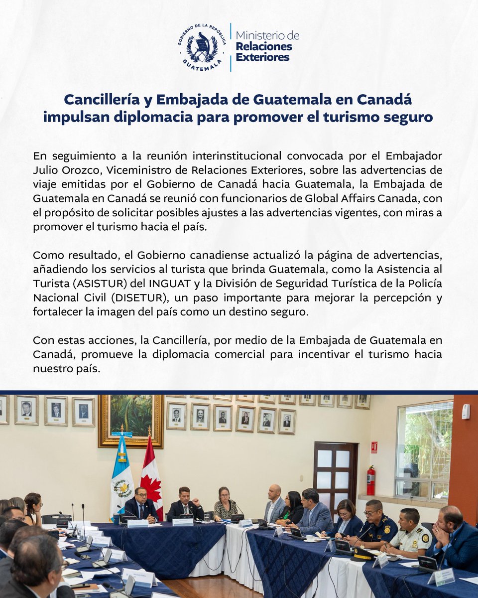 🇬🇹🤝🇨🇦 | El <a href="/MinexGt/">MINEX Guatemala 🇬🇹</a> y la Embajada de Guatemala en Canadá trabajan para fortalecer la imagen del país y promover a Guatemala como un destino confiable y acogedor. #DiplomaciaComercialGT