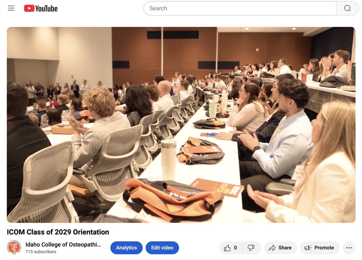 On July 22, 2024, ICOM welcomed its Class of 2028 to campus. This video highlights the start of their medical school journey.

WATCH &gt;&gt;&gt; youtube.com/watch?v=8BtZNB… 

#IdahoCOM #ICOM2029 #ChooseDO #ICOM