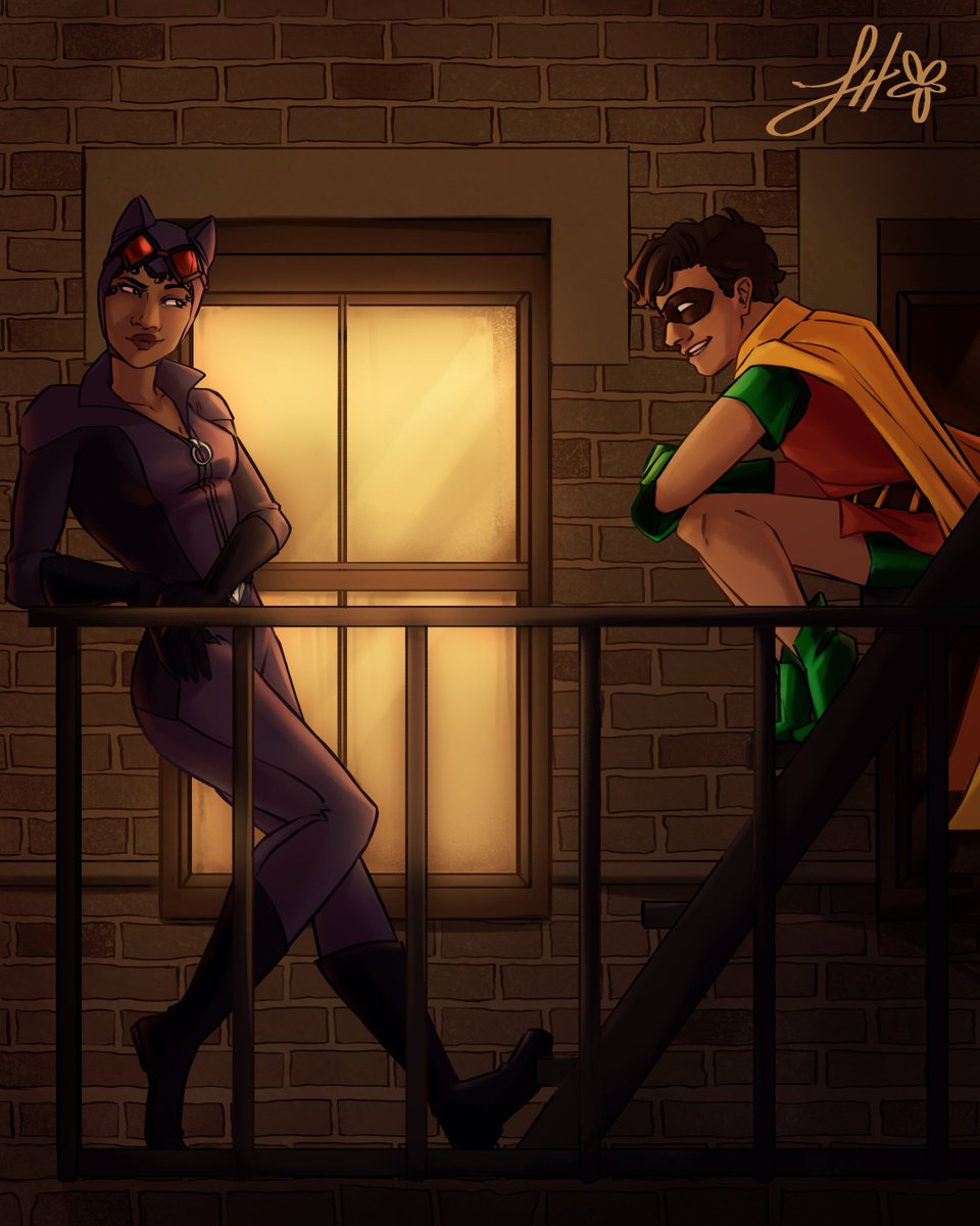 Selina and Dick Grayson Robin hangin' out for <a href="/catacoves/">eugene “matches” malone (COMMS OPEN)</a>! Thank you for donating to <a href="/dcforgaza/">DC Gotcha For Gaza</a>!!