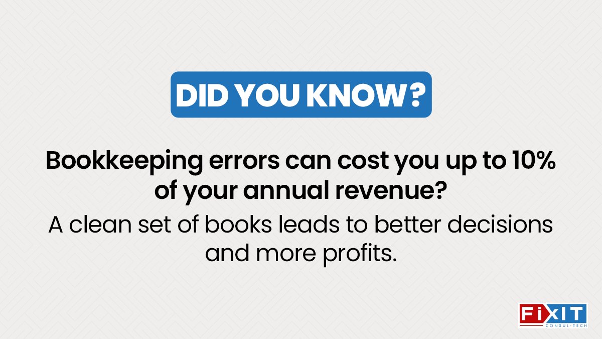 Small bookkeeping errors can cost up to 10% of your revenue. Clean books = better decisions and higher profits. Take control today!

👉 How do you keep your books accurate? Share below!

 #BusinessGrowth #FinancialClarity #Bookkeeping