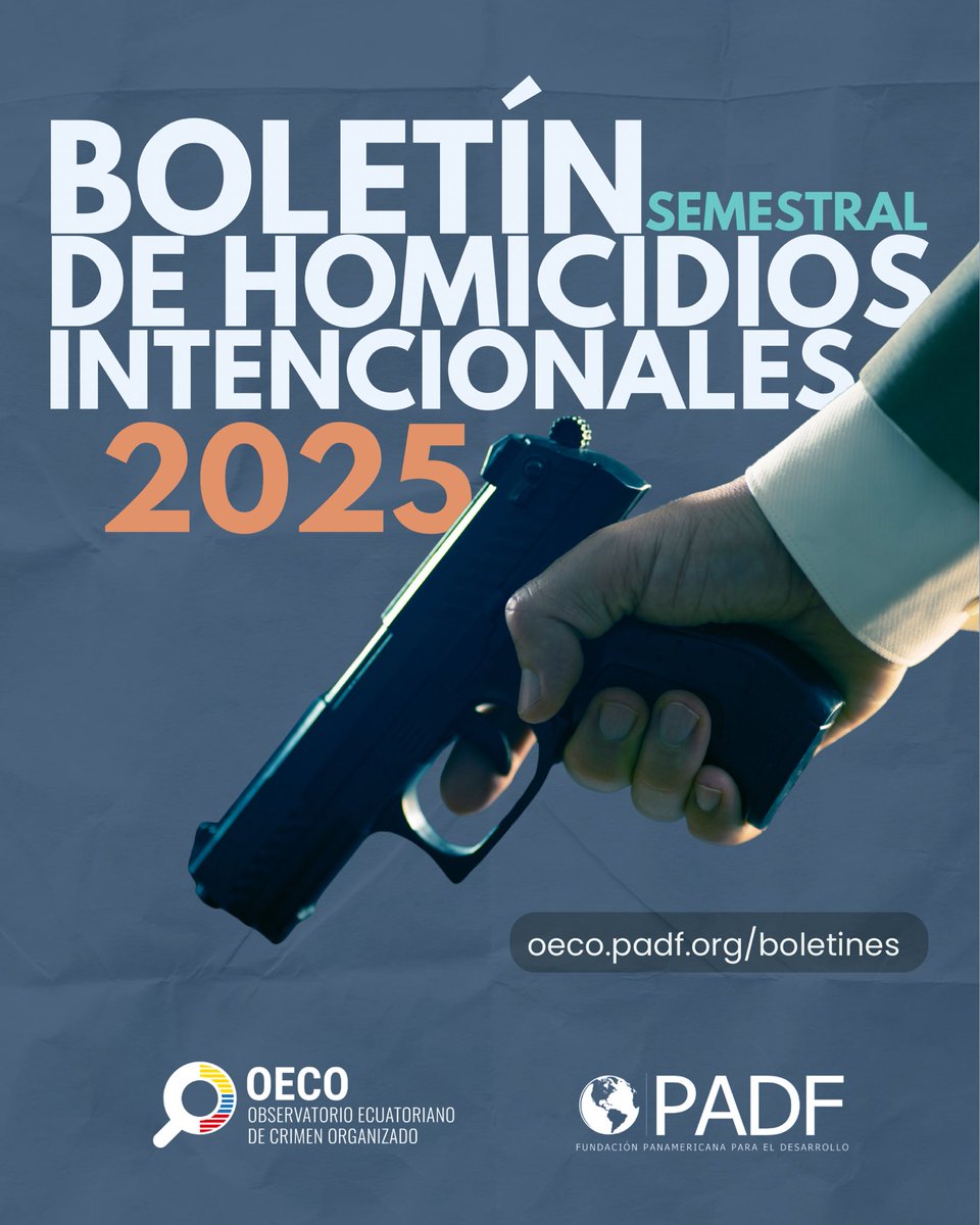 🇪🇨📌 ¿Los meses más violentos en la historia reciente de Ecuador? ‼️ Analizamos las tendencias de homicidios intencionales en nuestro nuevo Boletín Semestral 2025 🔍

👩🏻‍💻Accede al boletín aquí: 

oeco.padf.org/boletin-semest…