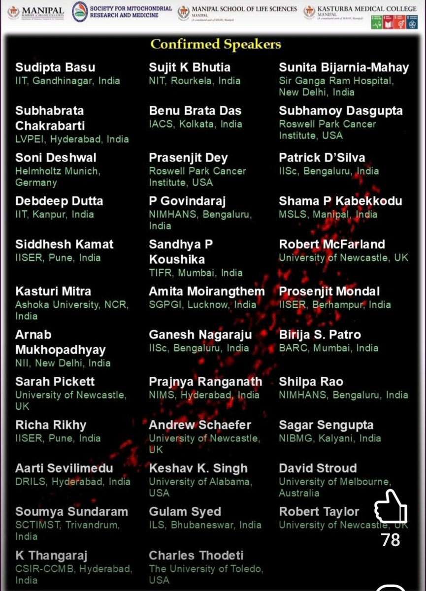 Join us in India for an exciting meeting on mitochondria in health, disease, and aging, Oct 9 to 11, 2025, at Manipal University, Manipal.