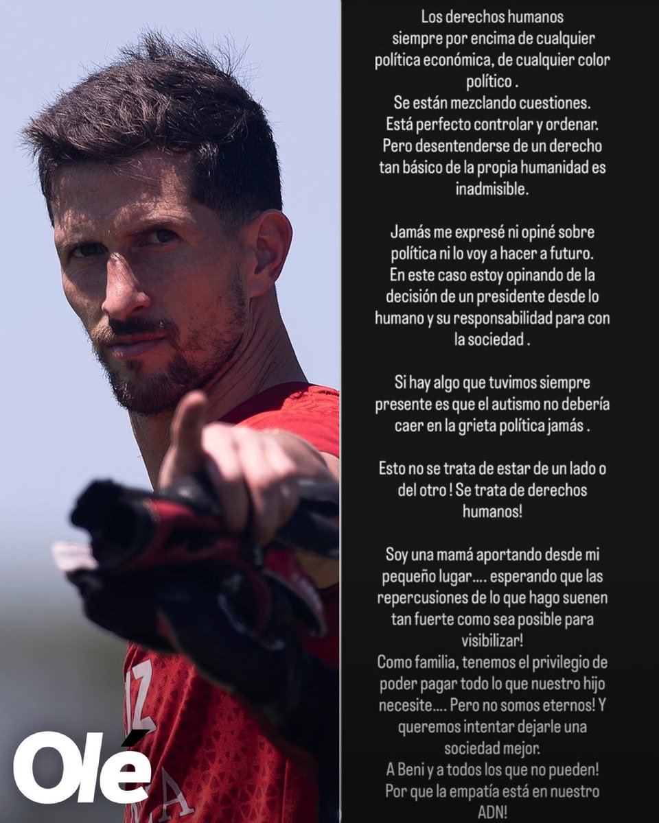 LA HISTORIA QUE COMPARTIÓ REY LUEGO DEL VETO DE MILEI A LA LEY DE EMERGENCIA EN DISCAPACIDAD 🚨

✍️ La esposa del arquero de Independiente escribió ese mensaje en sus redes y Rodrigo lo compartió en su cuenta

✍️ "Los derechos humanos siempre por encima de cualquier política