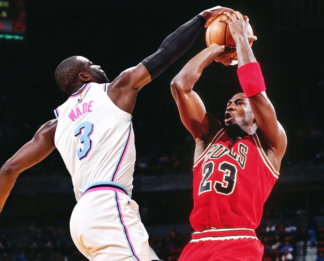 Most career blocks in NBA history by a guard (RS + Playoffs):

Dwyane Wade: 1,060
Michael Jordan: 1,051
Vince Carter: 935
Tracy McGrady: 851
Clyde Drexler: 827
Ron Harper: 805
Dennis Johnson: 788
Kobe Bryant: 784

Put respect on D-Wade’s name.