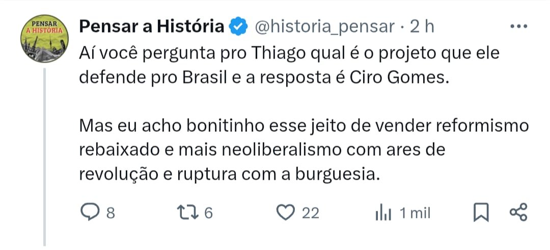 Em primeiro lugar, não respondo pelo Ciro

Mas o que tenho pleno acordo com ele:

1) O problema é o modelo econômico e político, que inclusive o PT ajuda a manter e criar;
2) O Brasil não tem projeto de desenvolvimento e precisamos de um;