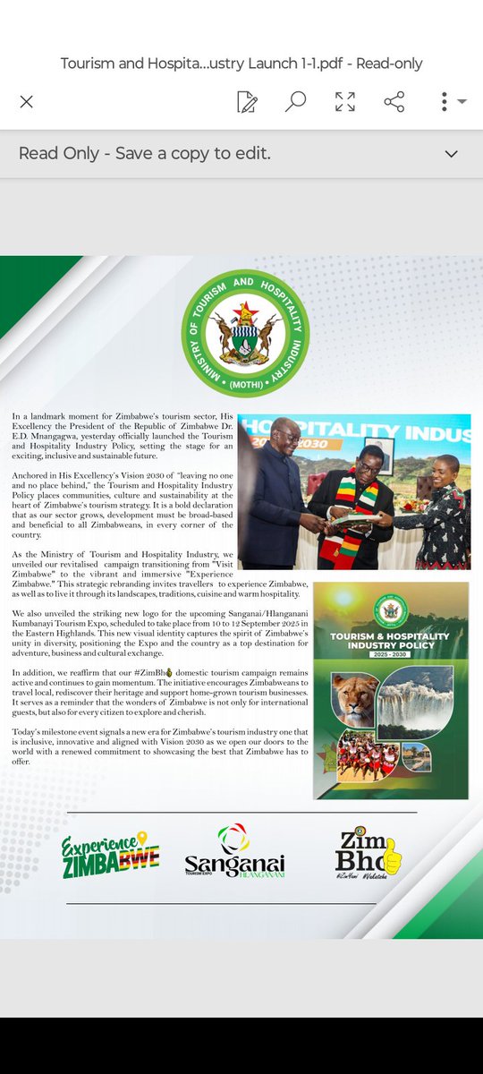 Min of Tourism and Hospitality Industry Zimbabwe (@mothi_zimbabwe) on Twitter photo 