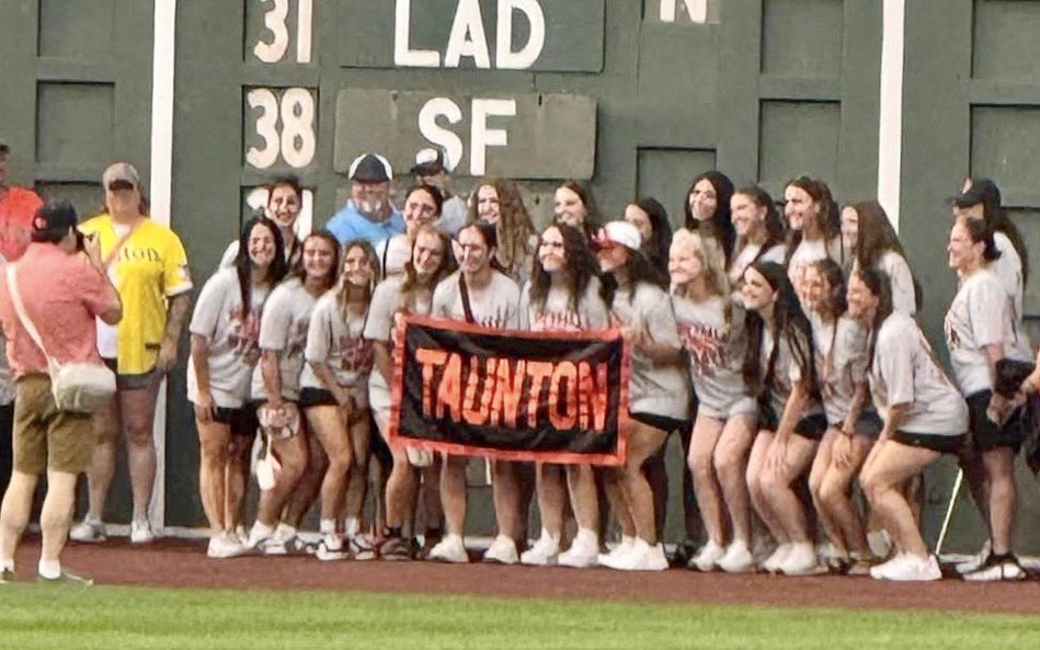 Great to see HC Michelle Raposo and the <a href="/tauntonsoftball/">THS Softball</a> team - which captured its 5th straight D1 State Championship in June - honored Monday night by the <a href="/RedSox/">Red Sox</a> at Fenway Park! Congrats again! <a href="/TauntonHS/">Taunton High School</a> <a href="/THSCoachFox/">Michael Fox</a> <a href="/wbz/">WBZ | CBS News Boston</a>