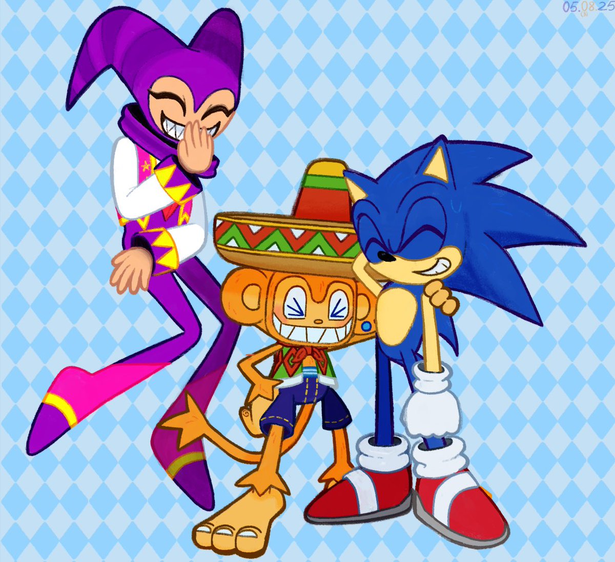 strawbelemonade's tweet image. the best Sega trio all together … 🌙🪇🦔

(this is more insane i draw Sonic and NiGHTS for the first time lol)

#SambadeAmigo #SonictheHedgehog #NiGHTSintoDreams #sega