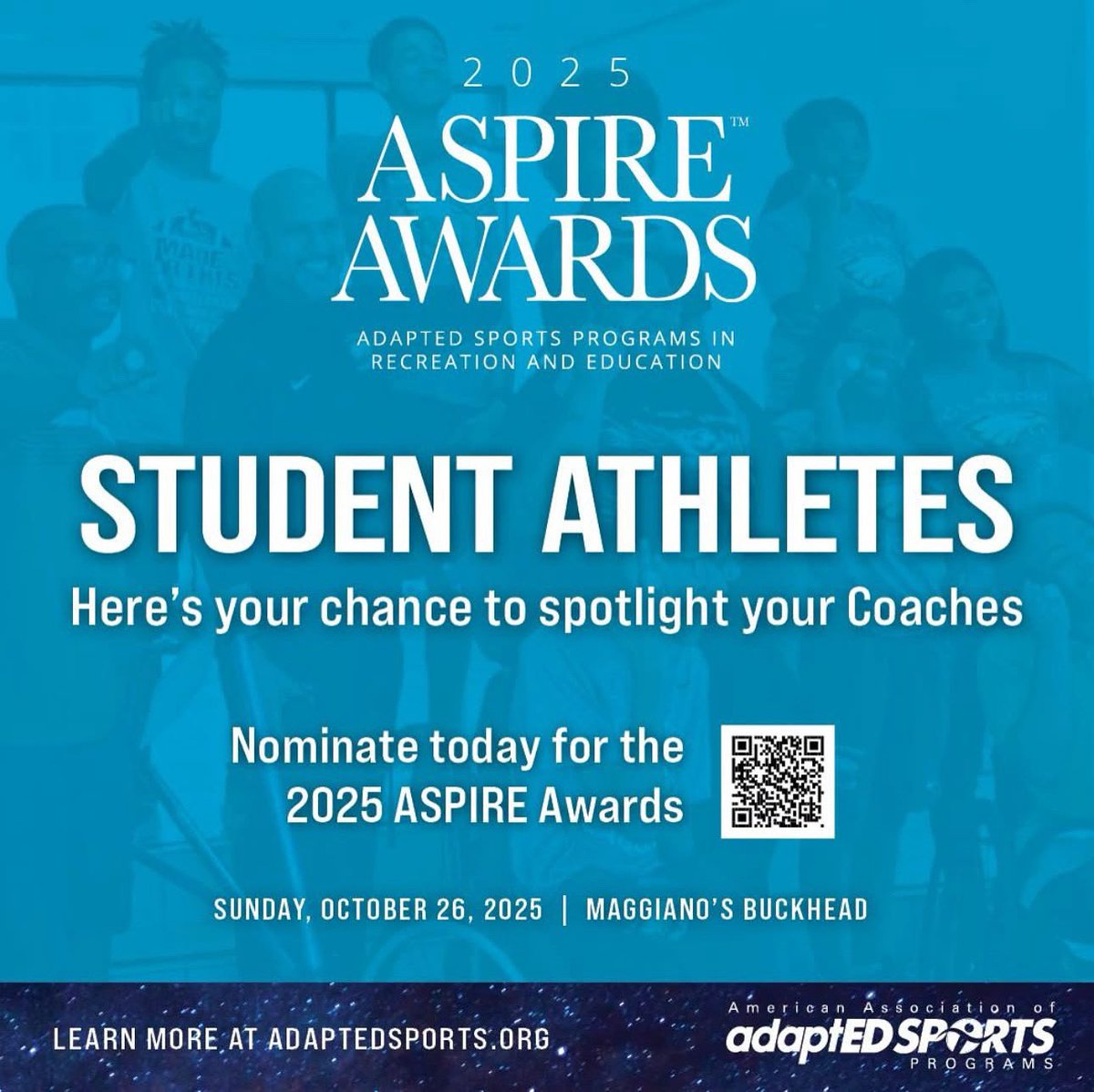 🚨 Hey Athletes!  Here is YOUR chance to have YOUR voice heard!
Nominate Someone Special for the 2025 #ASPIREAwards!

⏳ Deadline’s near—submit now at the link below!
adaptedsports.org/2025-aspire-aw… 

#AAASP #AdaptedSports #sportsforall <a href="/OfficialGHSA/">GHSA</a> 
<a href="/AdaptedSports/">Adapted Sports</a>
