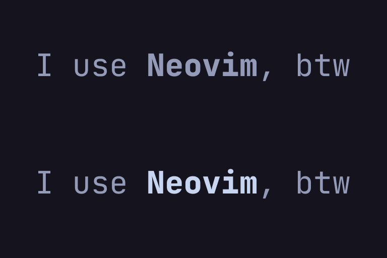 When using bold text, I prefer using a stronger foreground color as opposed to just changing the font weight