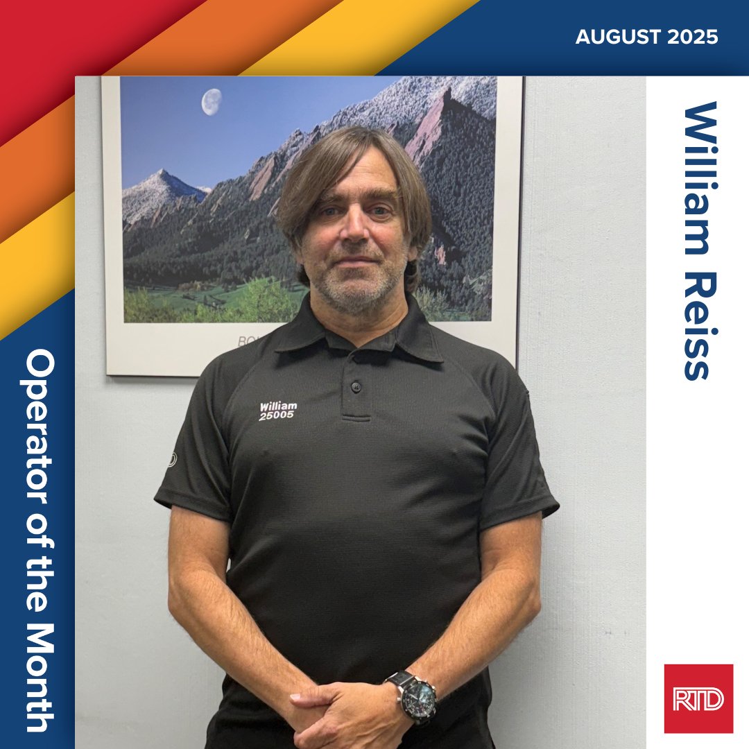 August’s Operator of the Month is William Reiss from the Boulder Division! Known for his courtesy, professionalism, and punctuality on Route AB2, William goes the extra mile to support his customers and keep them on time to the airport. Read his Q&amp;A 👉 rtdden.co/4lZjeUb