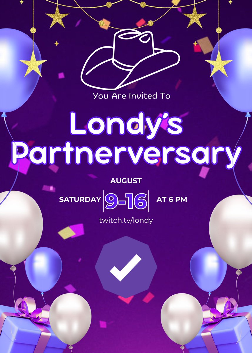 🎉🤠 The day is finally here — Londy’s 1-Year Partnerversary! 🎉🤠

Come celebrate with us August 9–16 at 6 PM for a week-long Dono-thon filled with prizes, games, and good vibes for everyone to enjoy!

✨ Mark your calendars, bring your hype, and let’s make it unforgettable!