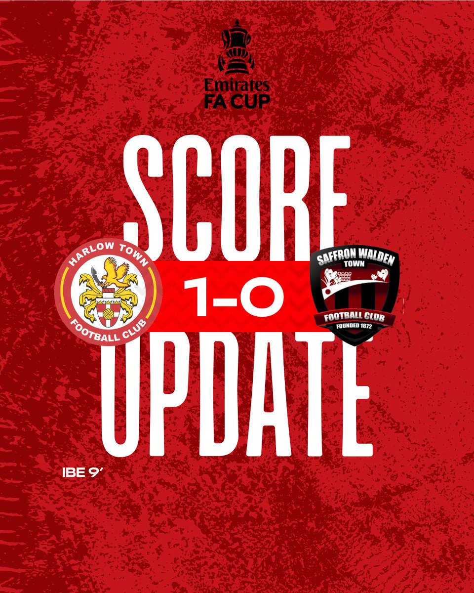 HarlowTownFC's tweet photo. Score Update: Harlow Town 1-0 Saffron Walden
Callum Ibe 9’ https://t.co/iY2z9G5anF