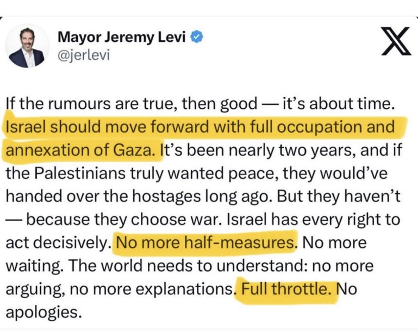 Mayor of Hampstead echoes Israeli politician calling to wipe out everyone in Gaza
