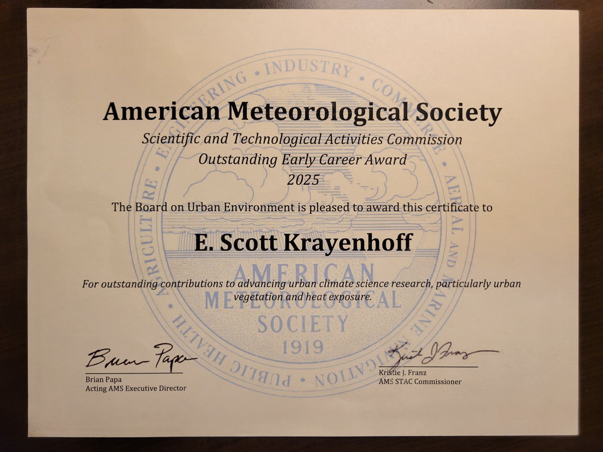 School of Environmental Sciences (@uofg_ses) on Twitter photo Congratulations to Dr. Scott Krayenhoff for receiving a
"Outstanding Early Career Award" by <a href="/ametsoc/">American Meteorological Society</a> for outstanding contribution to advancing urban climate science research.
We are proud to celebrate this achievement!
#UofG #SESProud Congratulations to Dr. Scott Krayenhoff for receiving a
"Outstanding Early Career Award" by <a href="/ametsoc/">American Meteorological Society</a> for outstanding contribution to advancing urban climate science research.
We are proud to celebrate this achievement!
#UofG #SESProud