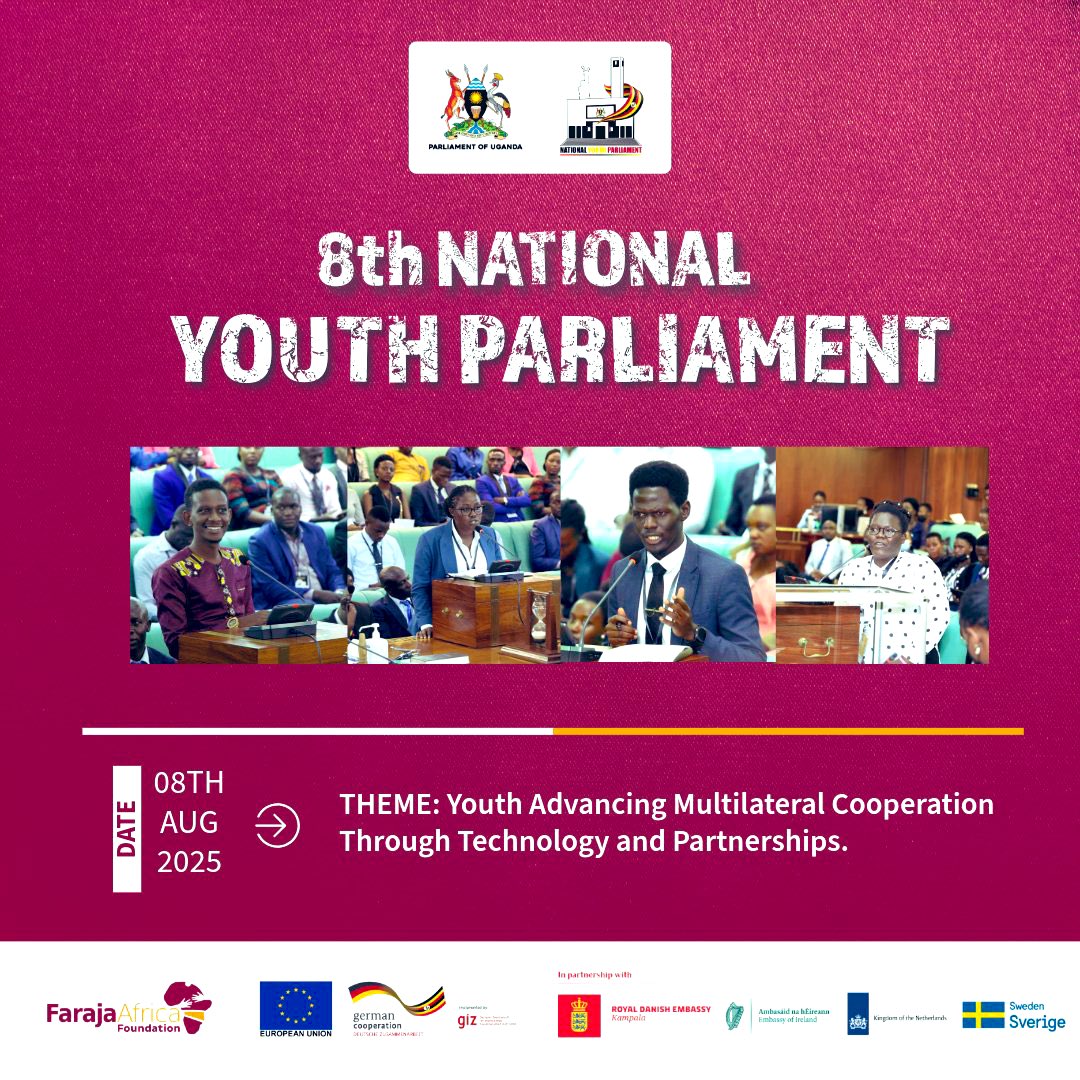 We are excited,part of our 2025/2026 Uganda Public Leadership program fellows will be attending the National Youth Parliament on 8th Aug 2025 at <a href="/Parliament_Ug/">Parliament of Uganda</a> , we want to appreciate <a href="/FarajaAfricaFdn/">Faraja Africa Foundation</a> and its partners <a href="/EUinUG/">EU in Uganda</a> <a href="/giz_uganda/">GIZ Uganda</a>|<a href="/DKinUganda/">Denmark in Uganda</a>|<a href="/SwedeninUG/">Embassy of Sweden in Kampala</a>|<a href="/NLinUganda/">Embassy of the Netherlands in Uganda</a>|