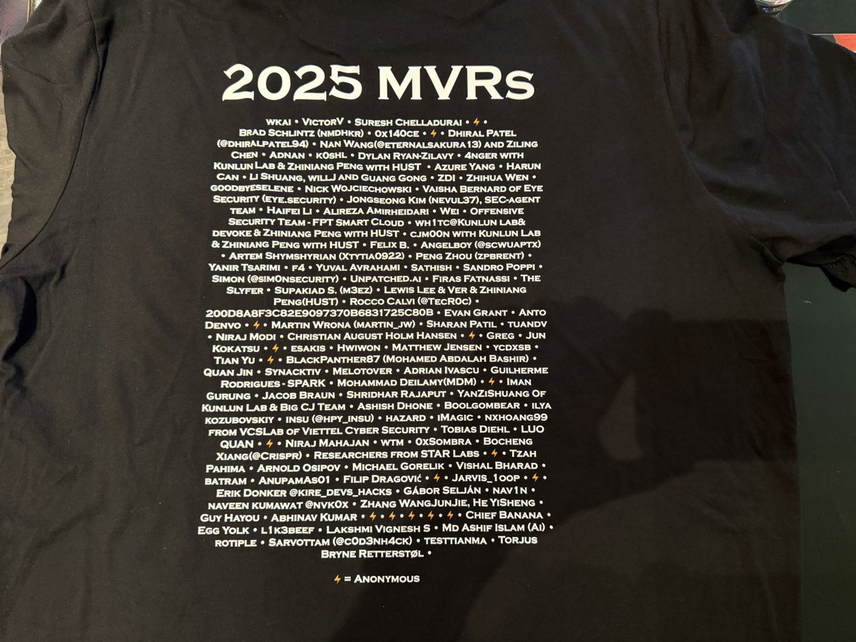 Tom Gallagher (@secbughunter) on Twitter photo The MSRC team and I are excited up to connect and learn from security researchers and the community at Black Hat & DEF CON this week! If you spot me, I might have a shirt with your name on it. #blackhat2025 #blackhat #defcon <a href="/msftsecresponse/">Microsoft Security Response Center</a> The MSRC team and I are excited up to connect and learn from security researchers and the community at Black Hat & DEF CON this week! If you spot me, I might have a shirt with your name on it. #blackhat2025 #blackhat #defcon <a href="/msftsecresponse/">Microsoft Security Response Center</a>