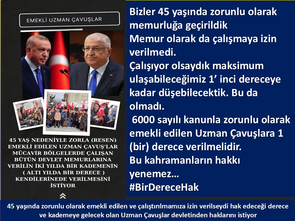 Murat ÖNÜR (@muratnr3) on Twitter photo #UzmanÇavuş
#UzmanÇavuşlar
#MemursenAskeriUnutma
#MemursenUzmanÇavuşuDaGör
#VefasızSözleşmeyeHayır
#İsciyeKepceyleMemuraKasıkla
#MemurGeçinemiyor
#MemuraAdalet
<a href="/RTErdogan/">Recep Tayyip Erdoğan</a>
<a href="/tcsavunma/">T.C. Millî Savunma Bakanlığı</a>
<a href="/hulusiakarmedya/">Hulusi AKAR</a>
<a href="/Akparti/">AK Parti</a>
<a href="/nacibostanci/">M. Naci Bostancı</a>
<a href="/akbasogluemin/">Av. M.Emin AKBAŞOĞLU 🇹🇷</a>
<a href="/AliYerlikaya/">Ali Yerlikaya</a>
<a href="/UlviYonter/">Dr.İzzet Ulvi YÖNTER</a> #UzmanÇavuş
#UzmanÇavuşlar
#MemursenAskeriUnutma
#MemursenUzmanÇavuşuDaGör
#VefasızSözleşmeyeHayır
#İsciyeKepceyleMemuraKasıkla
#MemurGeçinemiyor
#MemuraAdalet
<a href="/RTErdogan/">Recep Tayyip Erdoğan</a>
<a href="/tcsavunma/">T.C. Millî Savunma Bakanlığı</a>
<a href="/hulusiakarmedya/">Hulusi AKAR</a>
<a href="/Akparti/">AK Parti</a>
<a href="/nacibostanci/">M. Naci Bostancı</a>
<a href="/akbasogluemin/">Av. M.Emin AKBAŞOĞLU 🇹🇷</a>
<a href="/AliYerlikaya/">Ali Yerlikaya</a>
<a href="/UlviYonter/">Dr.İzzet Ulvi YÖNTER</a>