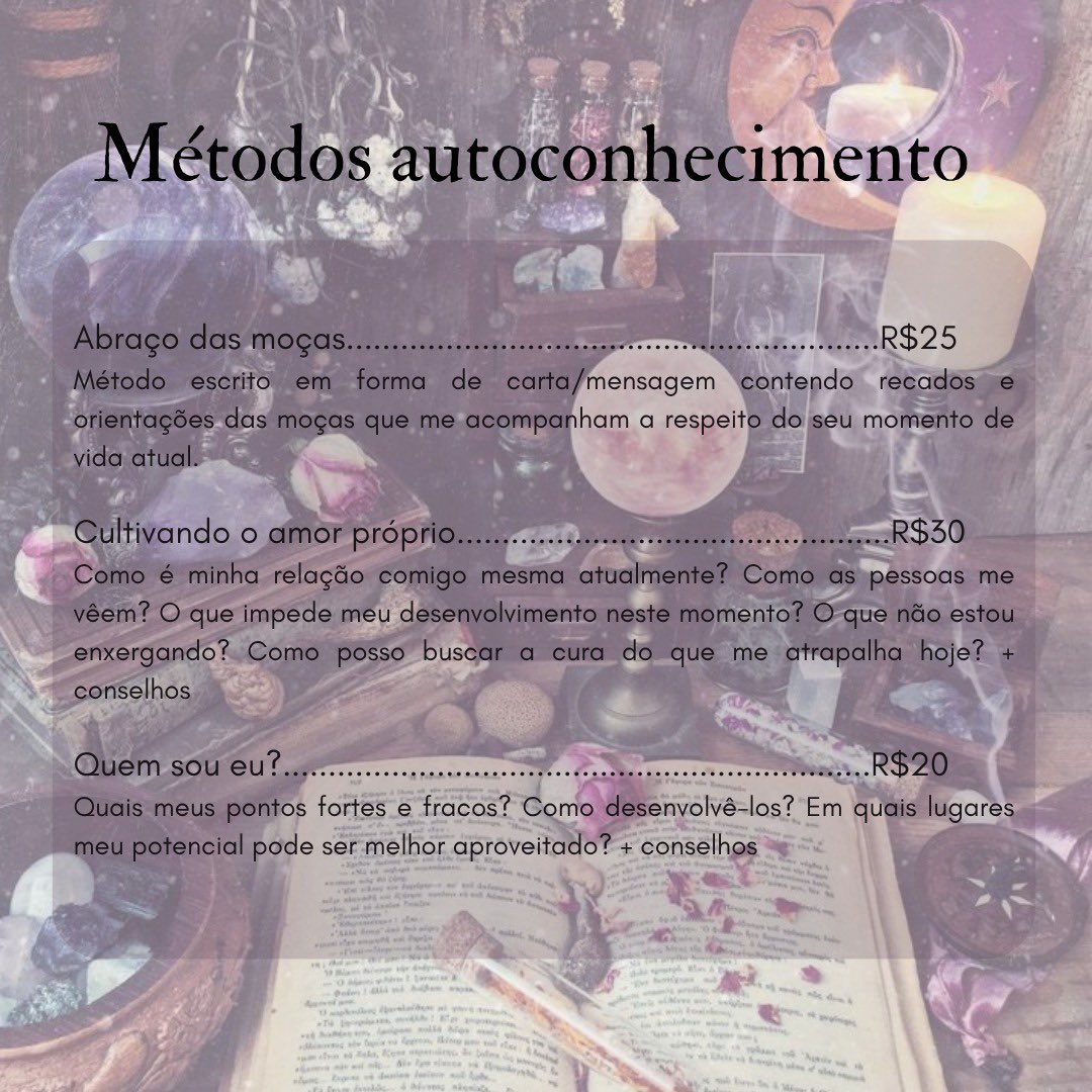 witchoraclees's tweet image. Catálogo de serviços e preços atualizado (2025) 🔮🧚🏻‍♀️

atendimentos via wpp! 
wa.me/5511933428523

✨🧚🏻‍♀️🔮🌿🫀💰🌙🍀🎋🌞🪷